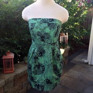 Green Floral American Rag Strapless Dress